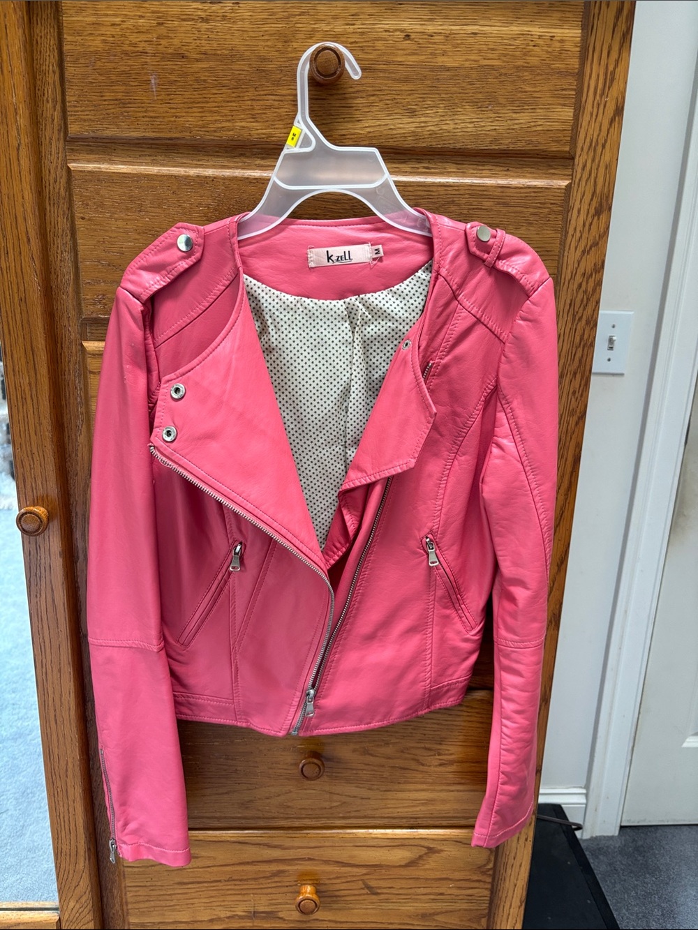 Hot Pink Faux Leather Moto Jacket